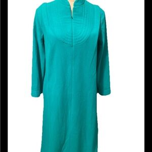 Vtg Shadowline Full Length Fleece Robe Green Medium Petite